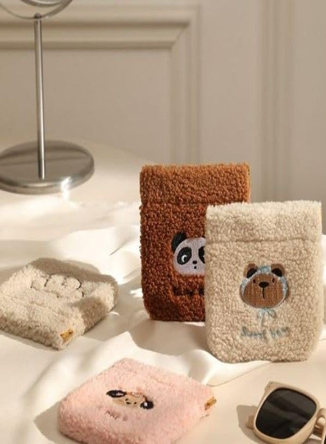 CLICKSWIFT محفظة صغيرة من القطيفة الناعمة من كليكسويفت®، قطعة واحدة، بتصميم حيوانات كرتونية لطيفة، مصنوعة من صوف الشيربا الناعم، مزودة بغطاء قلاب، محفظة صغيرة محمولة للأطفال والفتيات والمراهقين، بتصميمات دب، باندا، ووجه كلب - Image 5